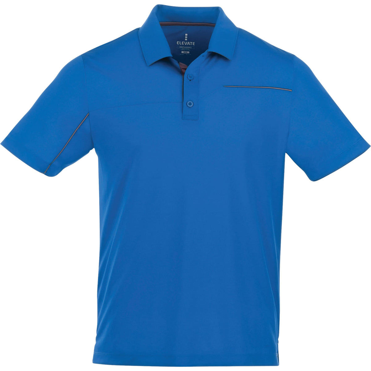 Wilcox Asymmetrical Performance Polo for Men Embroidery - Olympic Blue/Steel Grey - Front Flat