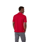 Wilcox Asymmetrical Performance Polo for Men Embroidery - Team Red/Steel Grey - Back On Model