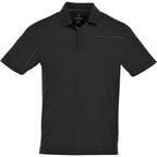 Wilcox Asymmetrical Performance Polo for Men Laser Engraving - Black/Steel Grey - Front Flat