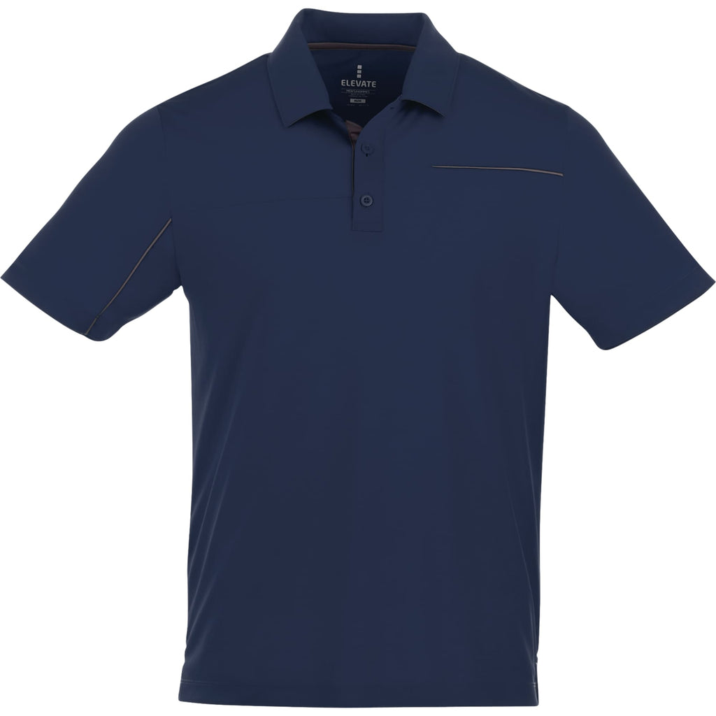 Wilcox Asymmetrical Performance Polo for Men Laser Engraving - Navy/Steel Grey - Front Flat