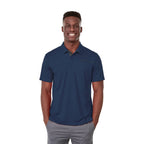 Wilcox Asymmetrical Performance Polo for Men Laser Engraving - Navy/Steel Grey - Front