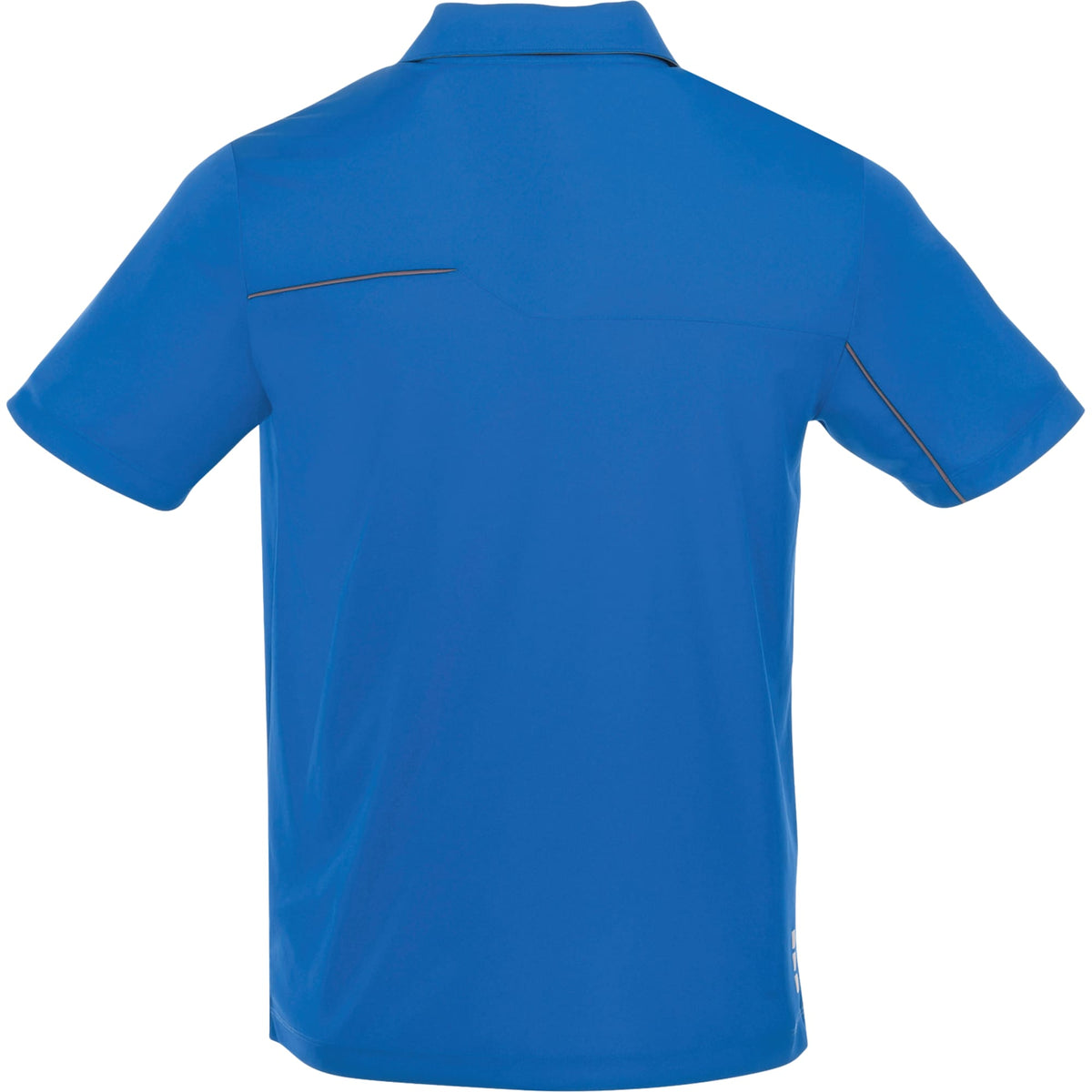 Wilcox Asymmetrical Performance Polo for Men Laser Engraving - Olympic Blue/Steel Grey - Back Flat