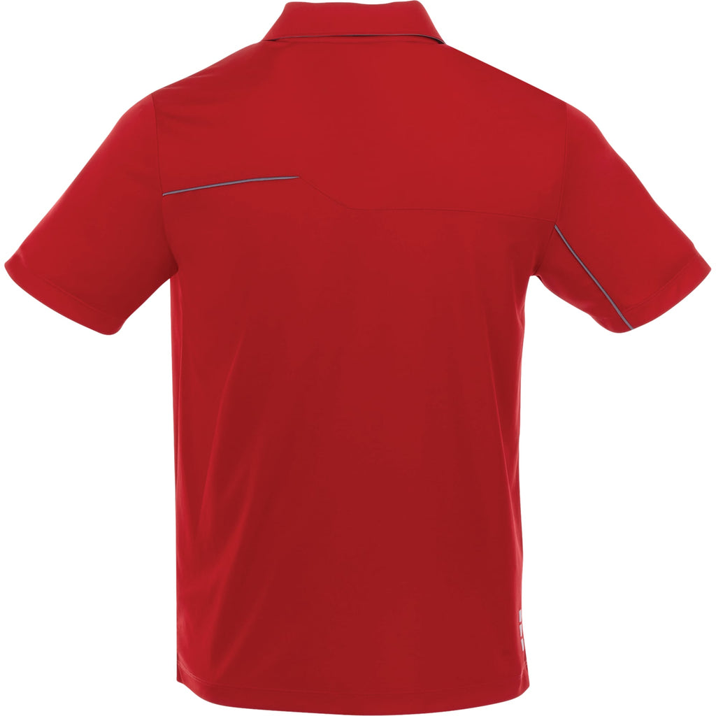 Wilcox Asymmetrical Performance Polo for Men Laser Engraving - Team Red/Steel Grey - Back Flat
