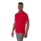Wilcox Asymmetrical Performance Polo for Men Laser Engraving - Team Red/Steel Grey - On Model