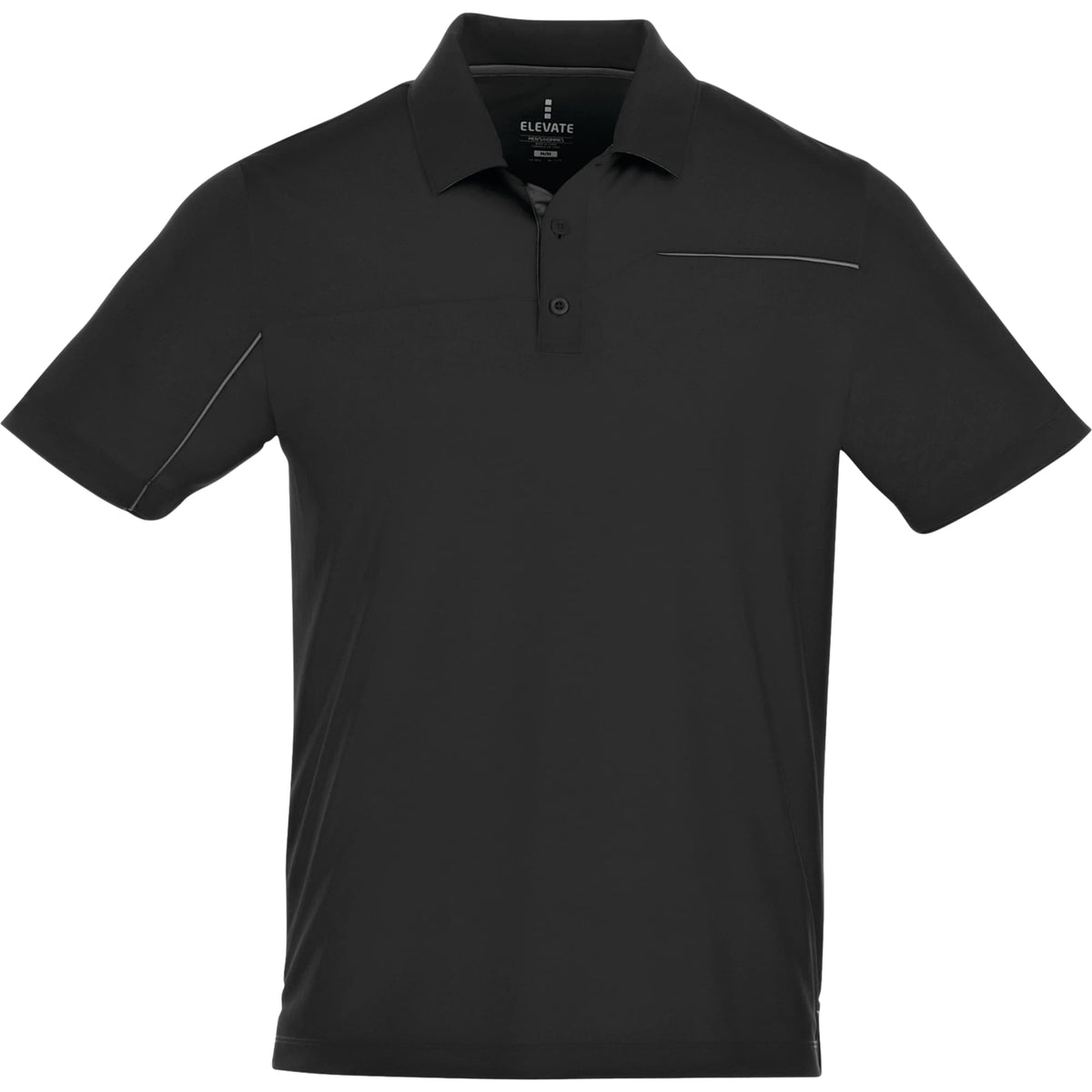Wilcox Asymmetrical Performance Polo for Men Transfer - Black/Steel Grey - Front Flat