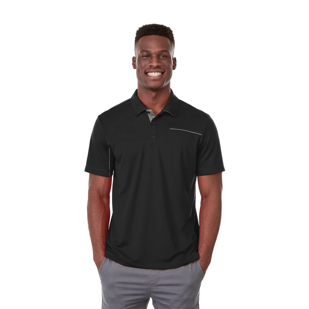 Wilcox Asymmetrical Performance Polo for Men Transfer - Black/Steel Grey - Front