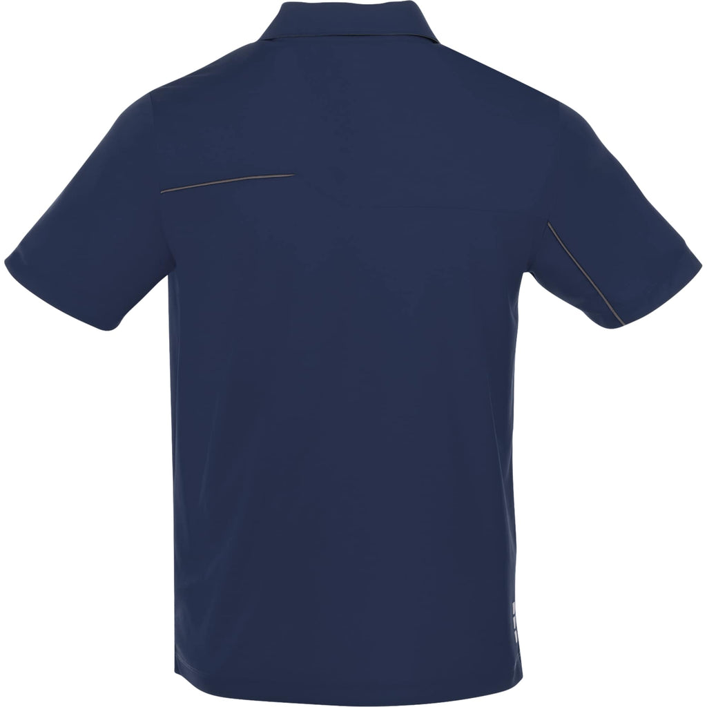 Wilcox Asymmetrical Performance Polo for Men Transfer - Navy/Steel Grey - Back Flat