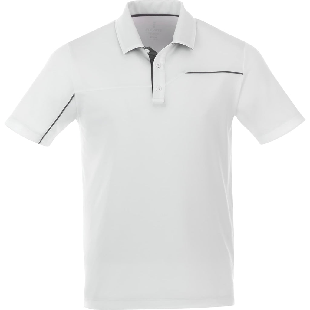 Wilcox Asymmetrical Performance Polo for Men Transfer - White/Steel Grey - Front Flat
