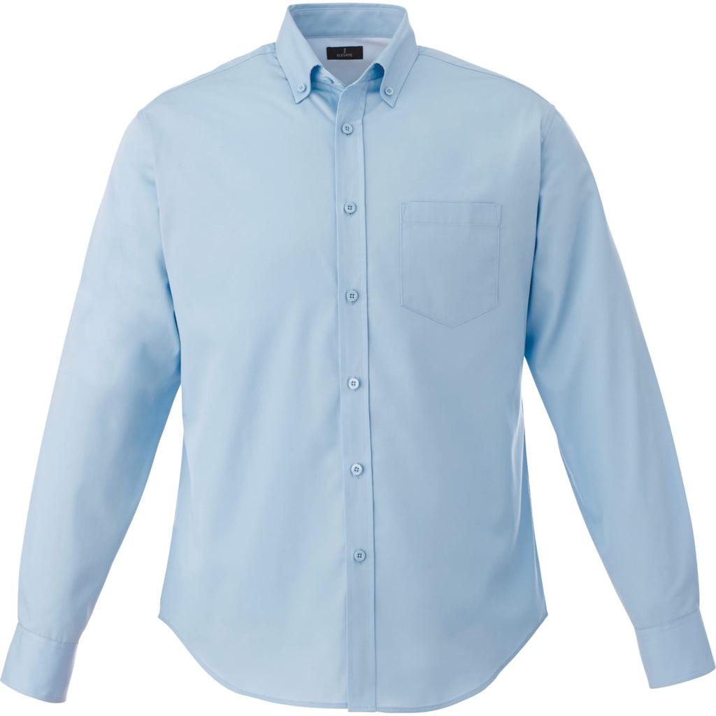 Wilshire Long Sleeve Twill Work Shirt for Men Embroidery - Frost Blue - Front Flat