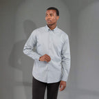 Wilshire Long Sleeve Twill Work Shirt for Men Embroidery - Grey - Front On Model 2