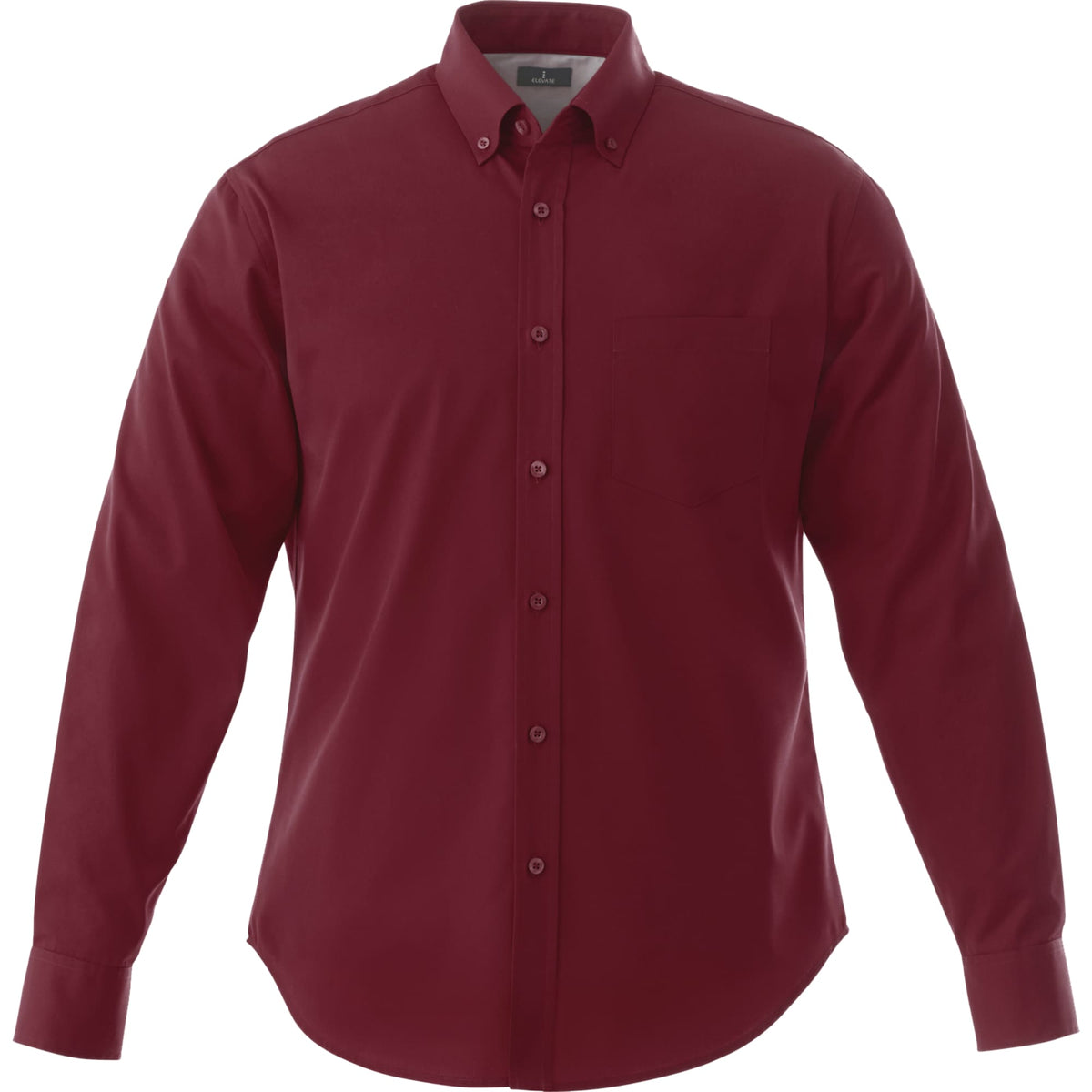 Wilshire Long Sleeve Twill Work Shirt for Men Embroidery - Maroon - Front Flat