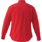 Wilshire Long Sleeve Twill Work Shirt for Men Embroidery - Team Red - Back Flat