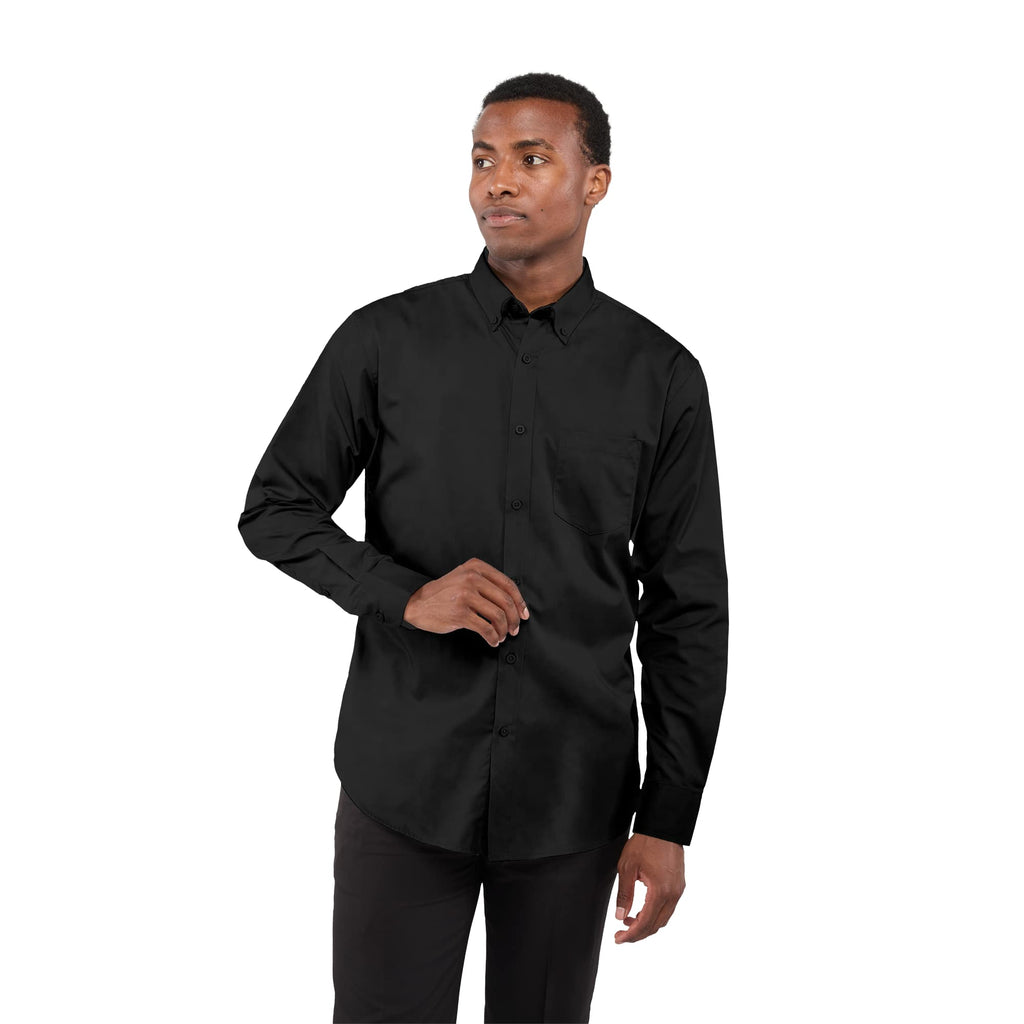 Wilshire Long Sleeve Twill Work Shirt for Men Transfer - Black - Front On Model