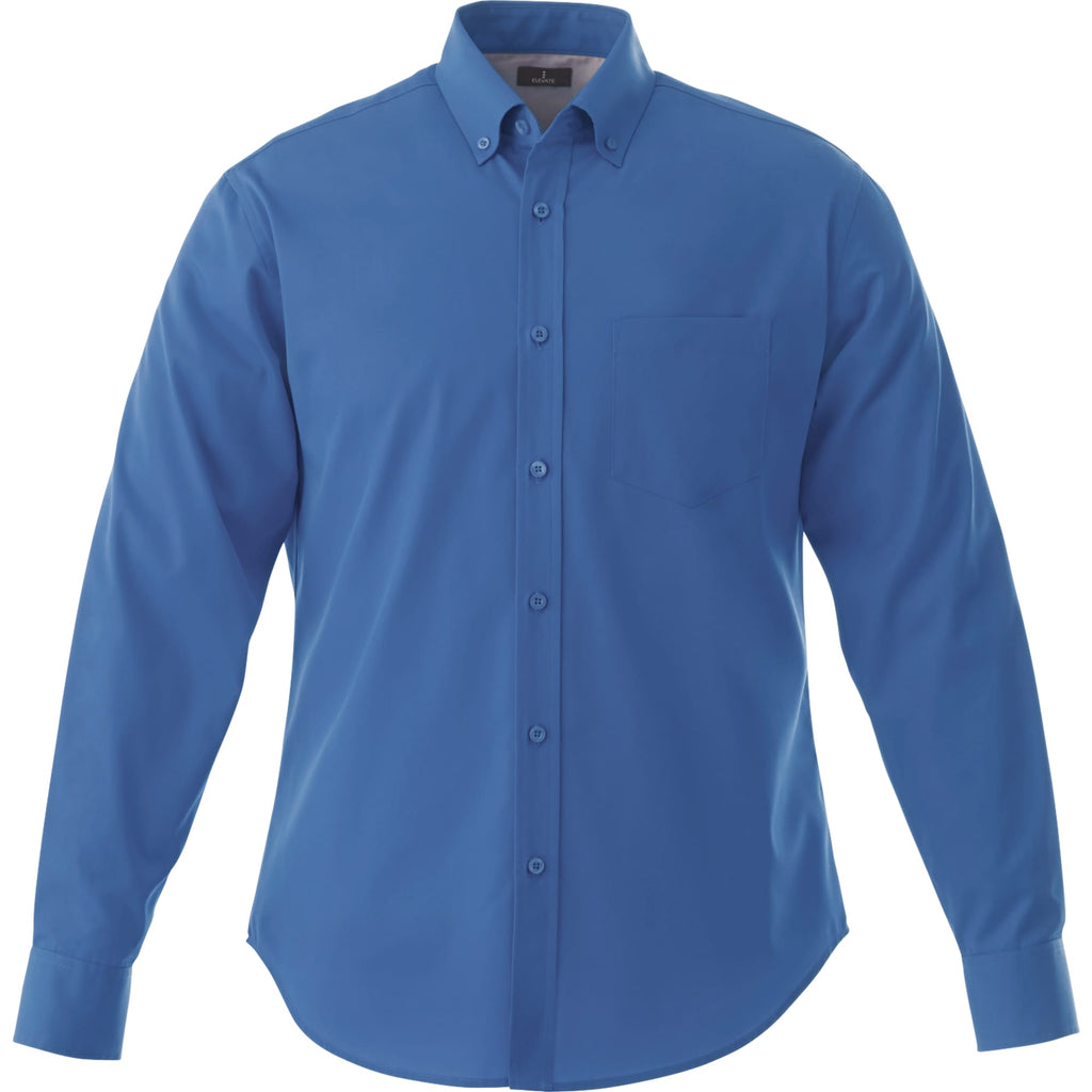 Wilshire Long Sleeve Twill Work Shirt for Men Transfer - Blue - Front Flat