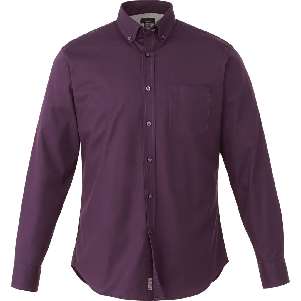 Wilshire Long Sleeve Twill Work Shirt for Men Transfer - Dark Plum - Back Flat 2