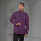 Wilshire Long Sleeve Twill Work Shirt for Men Transfer - Dark Plum - Front On Model 2