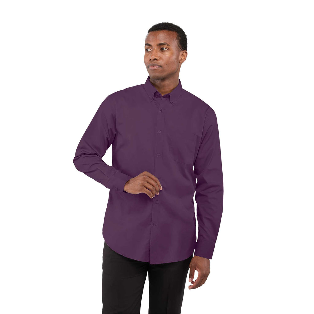 Wilshire Long Sleeve Twill Work Shirt for Men Transfer - Dark Plum - Front On Model
