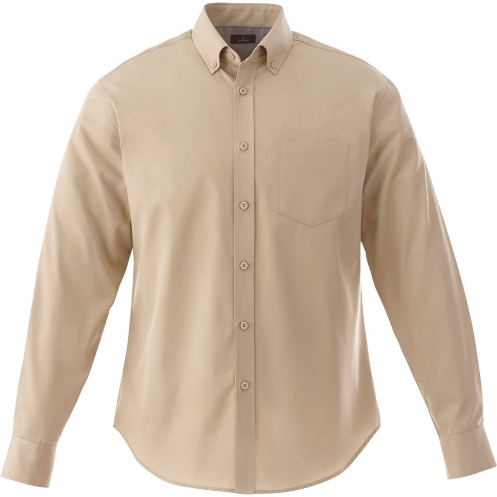 Wilshire Long Sleeve Twill Work Shirt for Men Transfer - Desert Khaki - Front Flat
