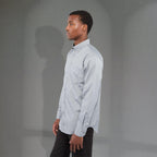 Wilshire Long Sleeve Twill Work Shirt for Men Transfer - Grey - Left Side On Model