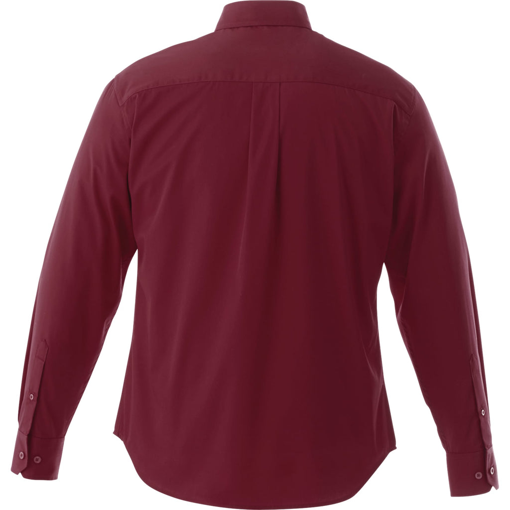 Wilshire Long Sleeve Twill Work Shirt for Men Transfer - Maroon - Back Flat