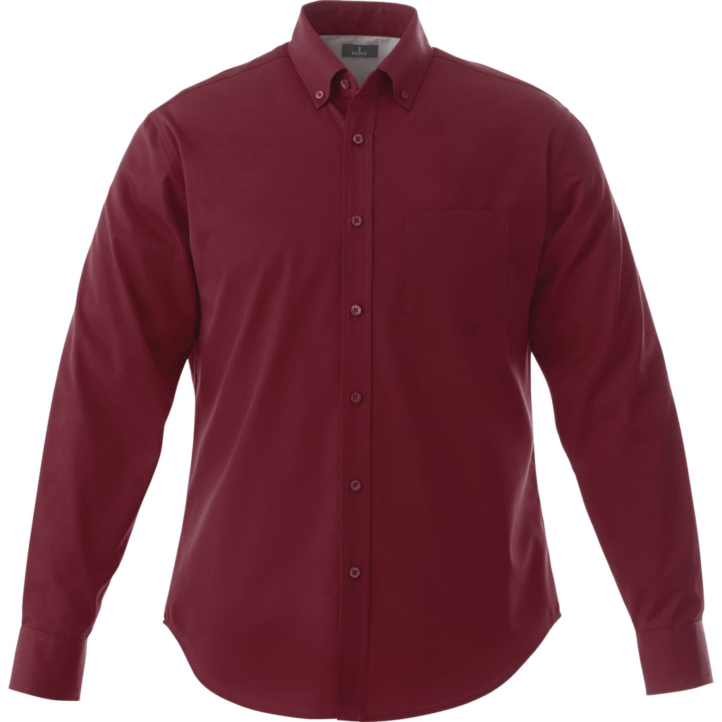 Wilshire Long Sleeve Twill Work Shirt for Men Transfer - Maroon - Front Flat