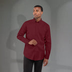 Wilshire Long Sleeve Twill Work Shirt for Men Transfer - Maroon - Front On Model 2