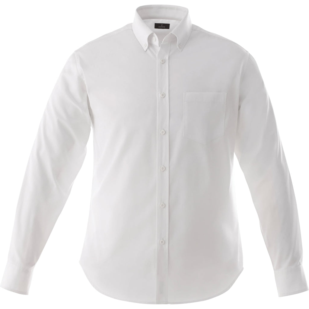 Wilshire Long Sleeve Twill Work Shirt for Men Transfer - White - Front Flat