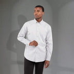 Wilshire Long Sleeve Twill Work Shirt for Men Transfer - White - Front On Model 2