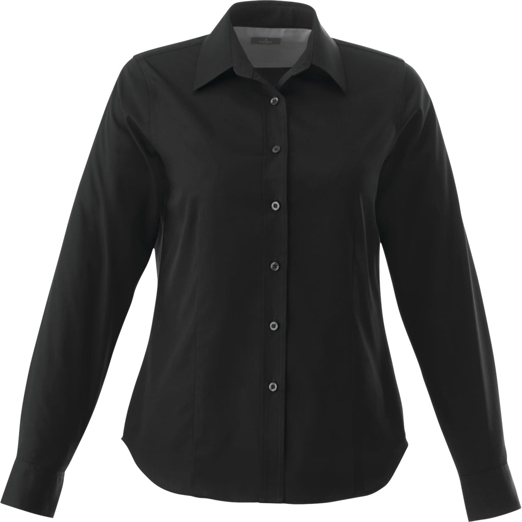 Wilshire Long Sleeve Twill Work Shirt for Women Embroidery - Black - Front Flat