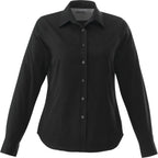 Wilshire Long Sleeve Twill Work Shirt for Women Embroidery - Black - Front Flat