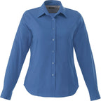 Wilshire Long Sleeve Twill Work Shirt for Women Embroidery - Blue - Front Flat