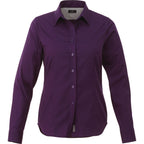 Wilshire Long Sleeve Twill Work Shirt for Women Embroidery - Dark Plum - Back Flat 2