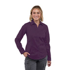 Wilshire Long Sleeve Twill Work Shirt for Women Embroidery - Dark Plum - Front On Model