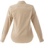 Wilshire Long Sleeve Twill Work Shirt for Women Embroidery - Desert Khaki - Back Flat
