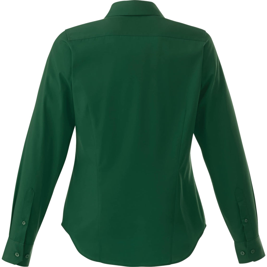 Wilshire Long Sleeve Twill Work Shirt for Women Embroidery - Forest Green - Back Flat