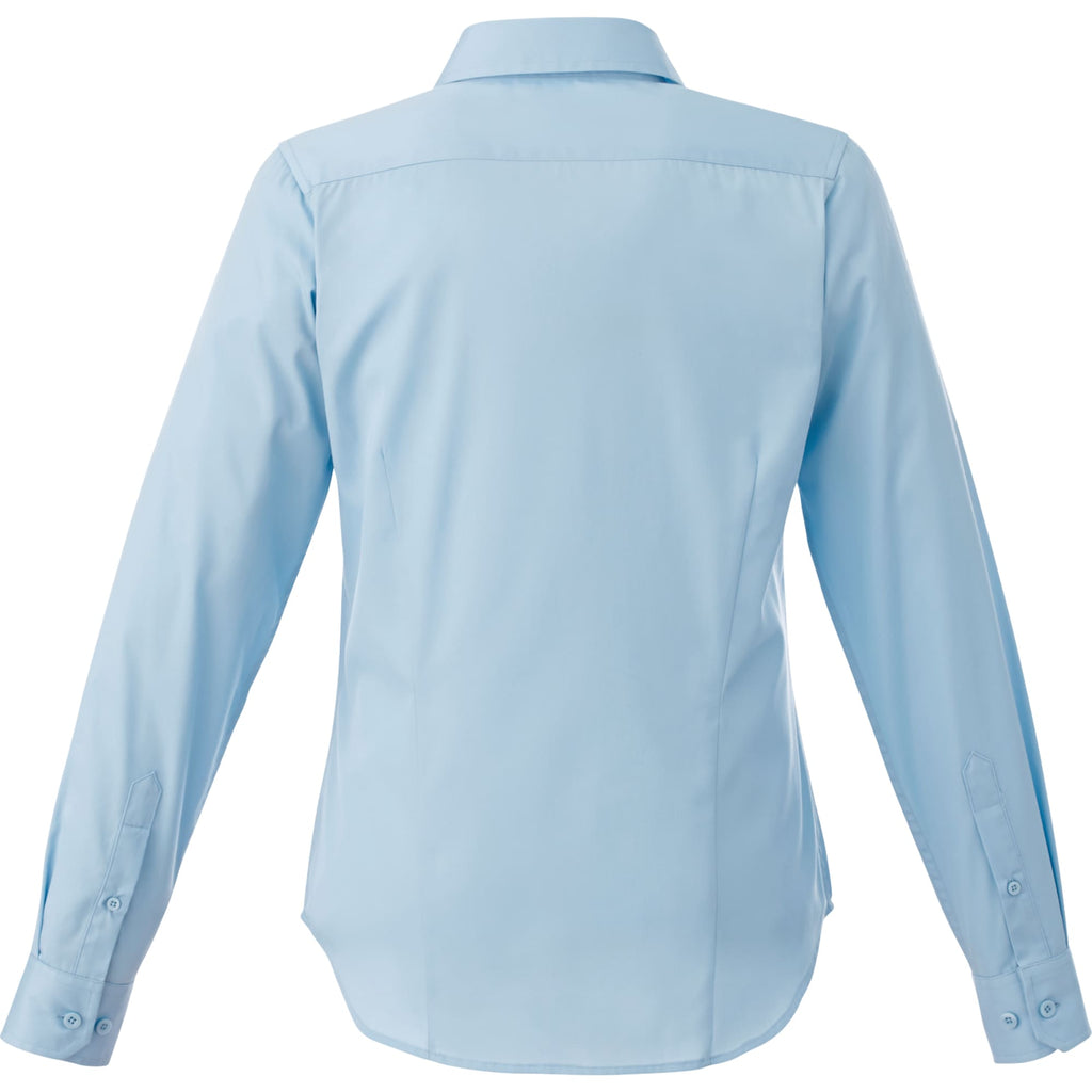 Wilshire Long Sleeve Twill Work Shirt for Women Embroidery - Frost Blue - Back Flat