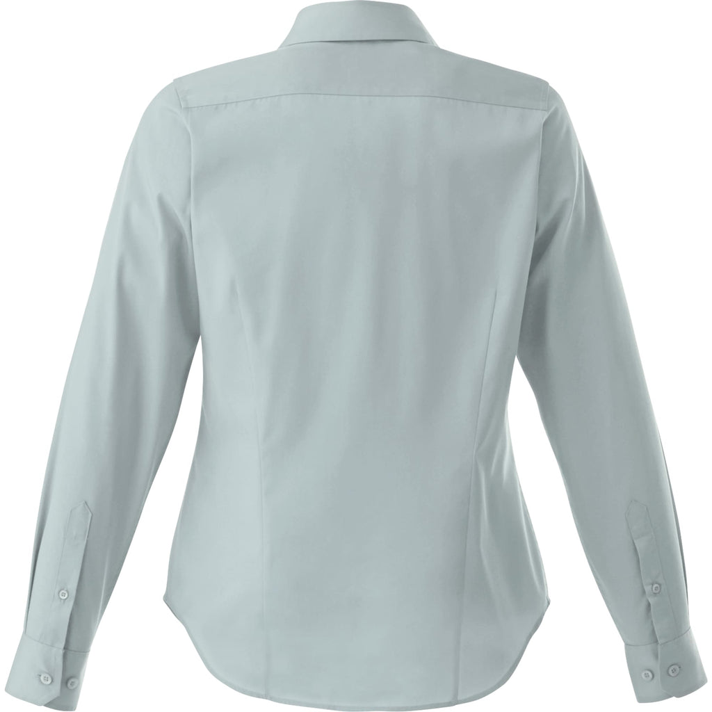 Wilshire Long Sleeve Twill Work Shirt for Women Embroidery - Grey - Back Flat