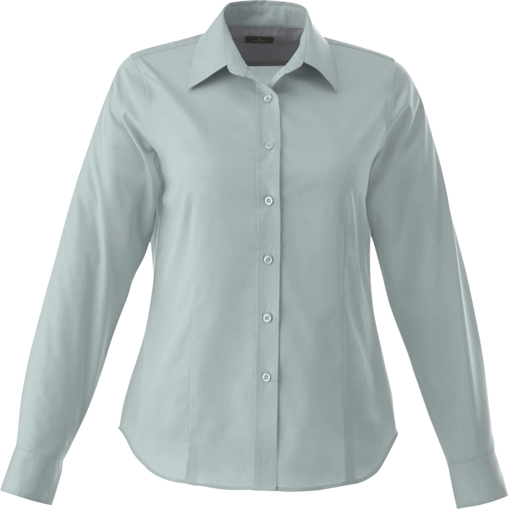 Wilshire Long Sleeve Twill Work Shirt for Women Embroidery - Grey - Front Flat