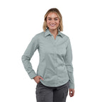 Wilshire Long Sleeve Twill Work Shirt for Women Embroidery - Grey - Front On Model