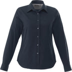 Wilshire Long Sleeve Twill Work Shirt for Women Embroidery - Navy - Front Flat