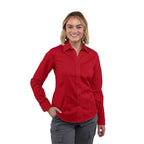Wilshire Long Sleeve Twill Work Shirt for Women Embroidery - Team Red - Front On Model