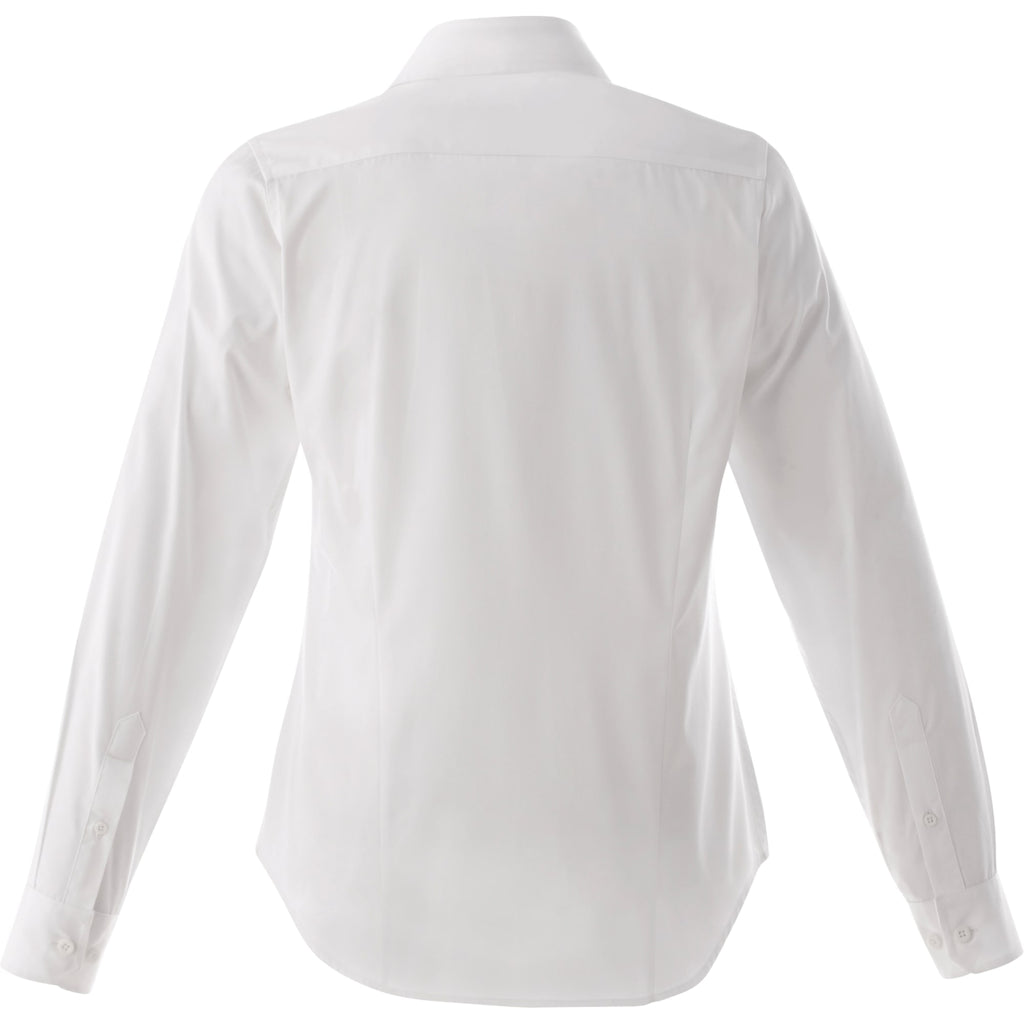 Wilshire Long Sleeve Twill Work Shirt for Women Embroidery - White - Back Flat