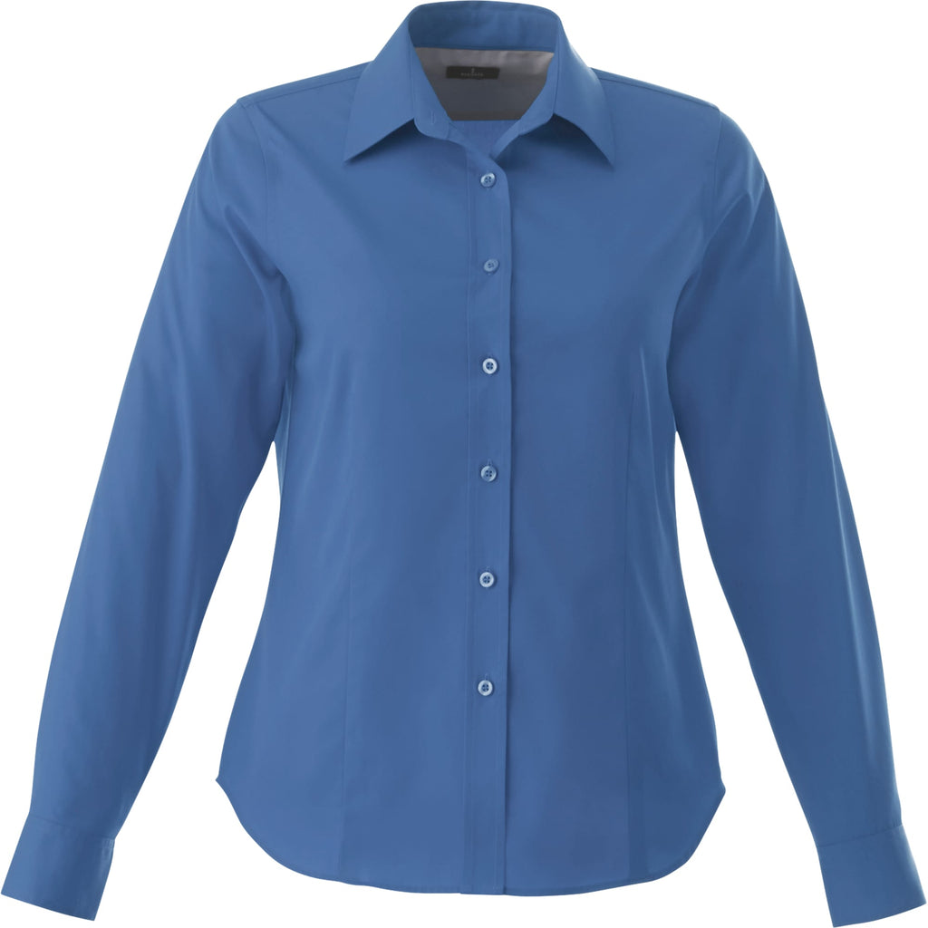 Wilshire Long Sleeve Twill Work Shirt for Women Transfer - Blue - Front Flat