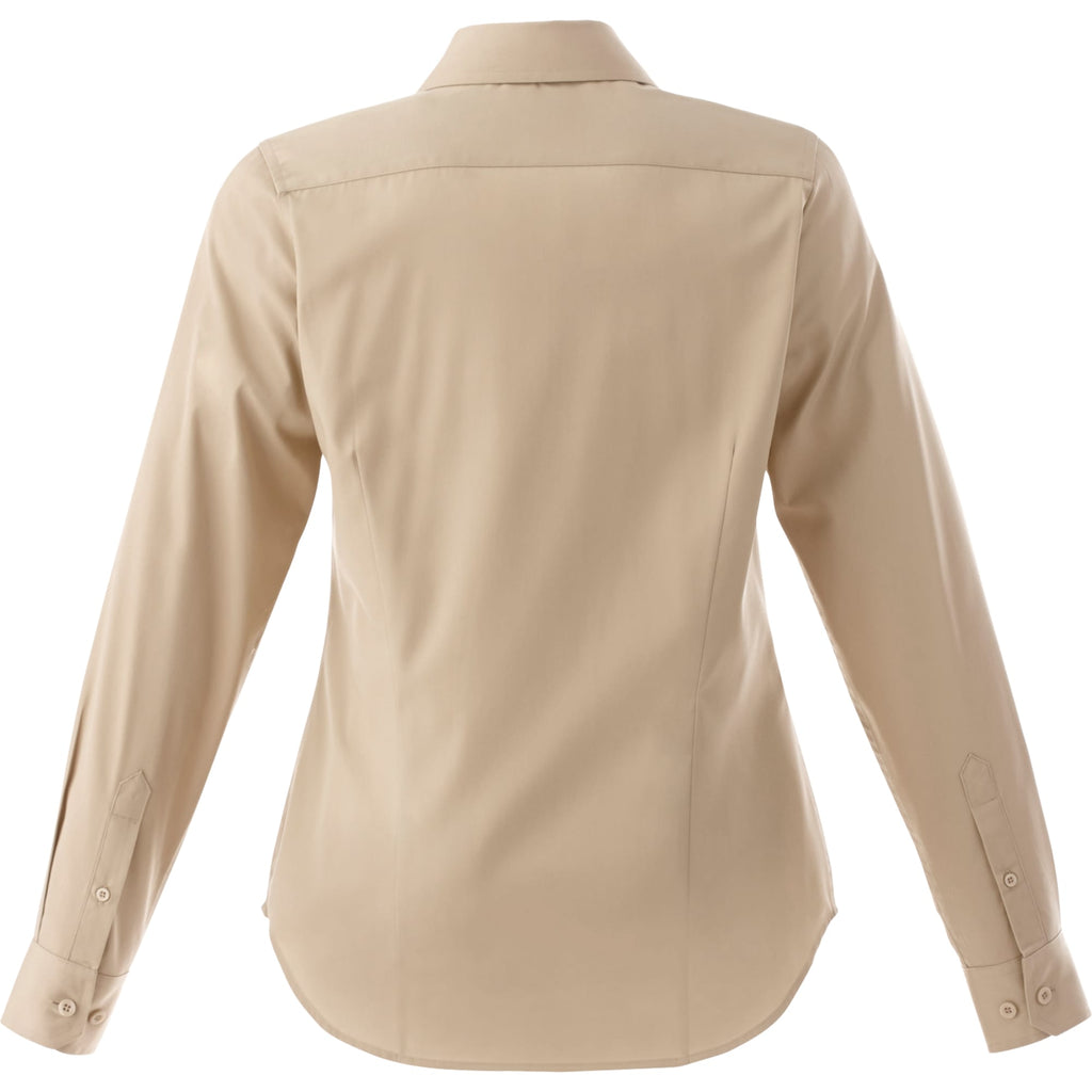 Wilshire Long Sleeve Twill Work Shirt for Women Transfer - Desert Khaki - Back Flat