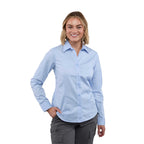 Wilshire Long Sleeve Twill Work Shirt for Women Transfer - Frost Blue - Front On Model