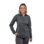 Wilshire Long Sleeve Twill Work Shirt for Women Transfer - Grey Storm - Front On Model
