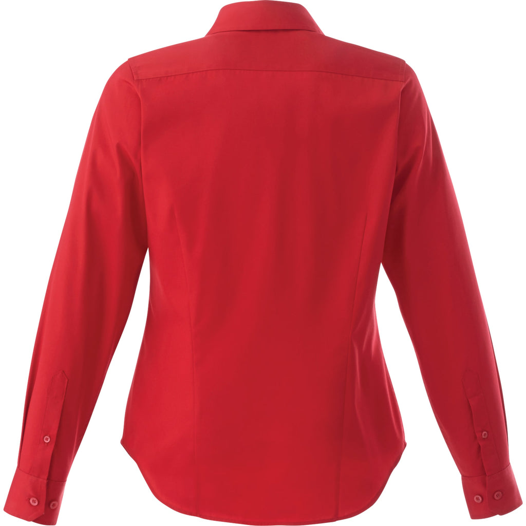 Wilshire Long Sleeve Twill Work Shirt for Women Transfer - Team Red - Back Flat