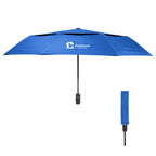 Wind Resistant Telescopic Umbrella, Recycled Canopy, 42 Inch Arc - Royal Blue - Silk Screen