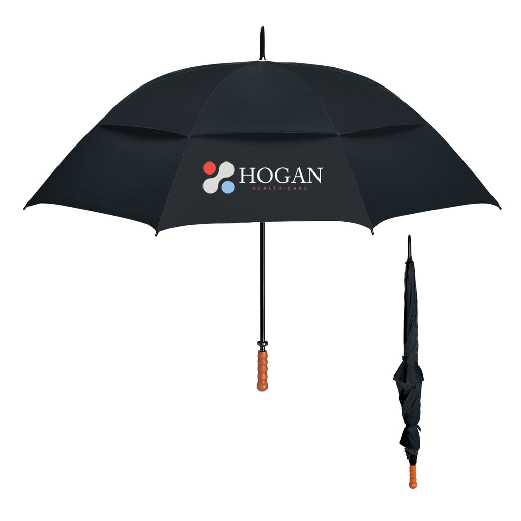 Windproof Vented Umbrella, 68 Inch Arc - Black - Colorbrite