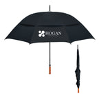 Windproof Vented Umbrella, 68 Inch Arc - Black - Silk Screen